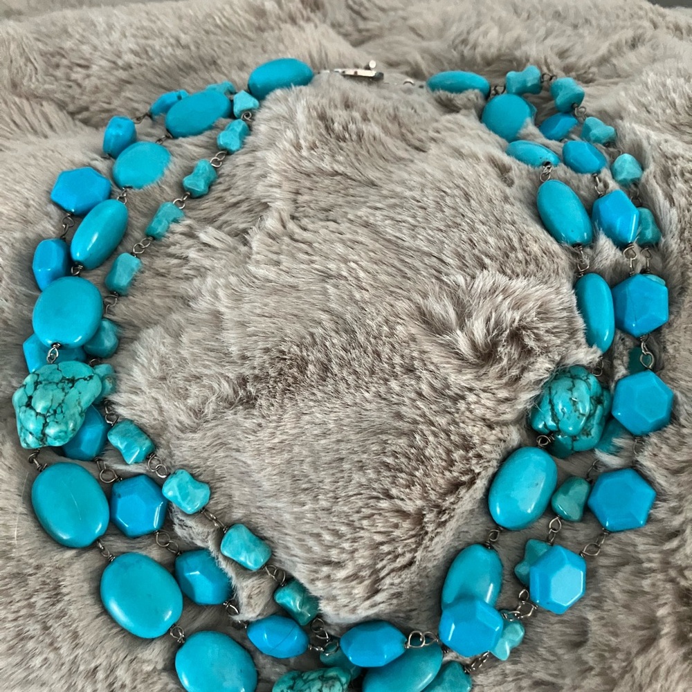 Turquoise 3 layer Beaded Necklace